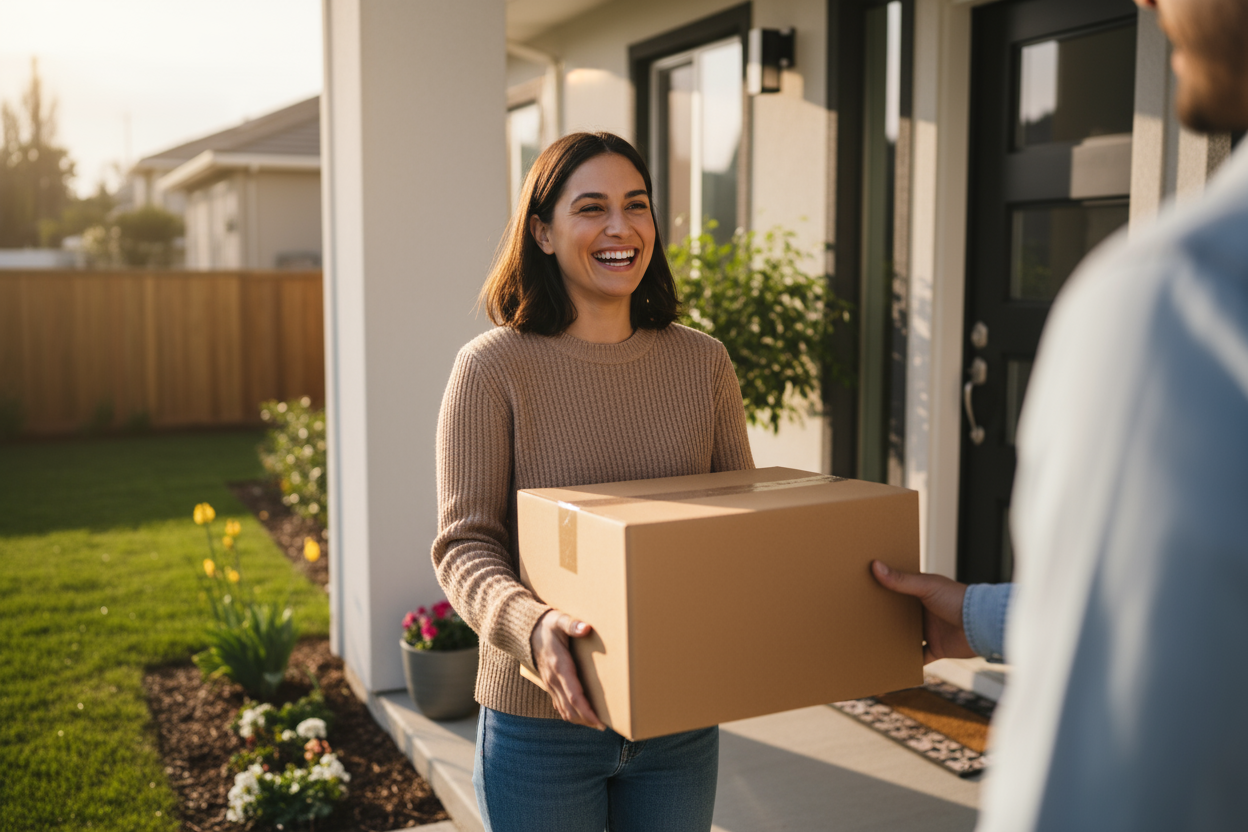 i need a photo of a person receiving the parcel. 